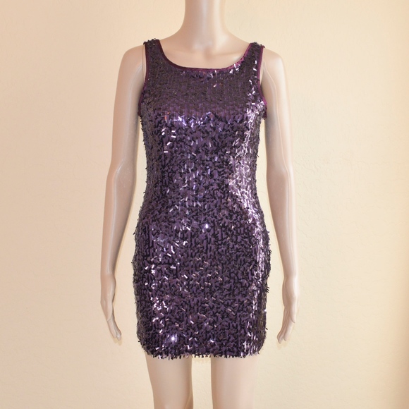 purple sequin bodycon dress